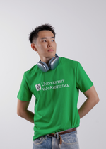 T-shirt uniseks korte mouwen met het Universiteit van Amsterdam logo in meerdere kleuren