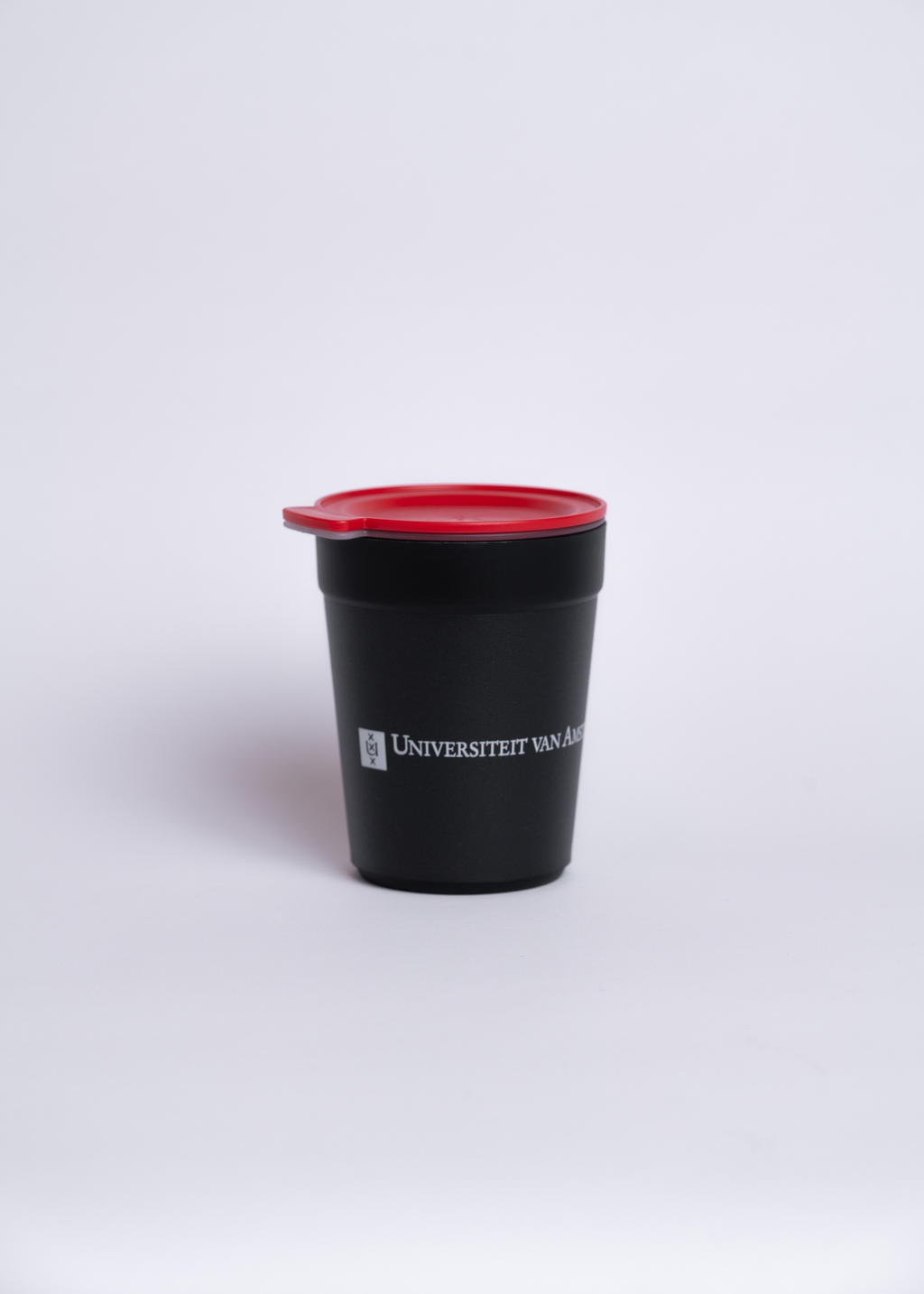 Re-usable cup with red lid