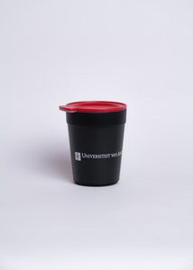 Re-usable cup with red lid